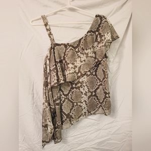 INC Assymetrical Snakeskin Pattern Dressy Top